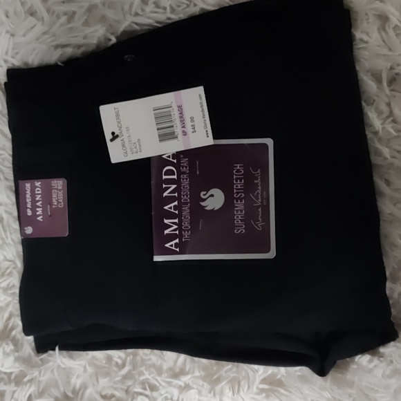 Gloria Vanderbilt Amanda Black Jeans High Rise Classic Tapered  Petite - Picture 2 of 16
